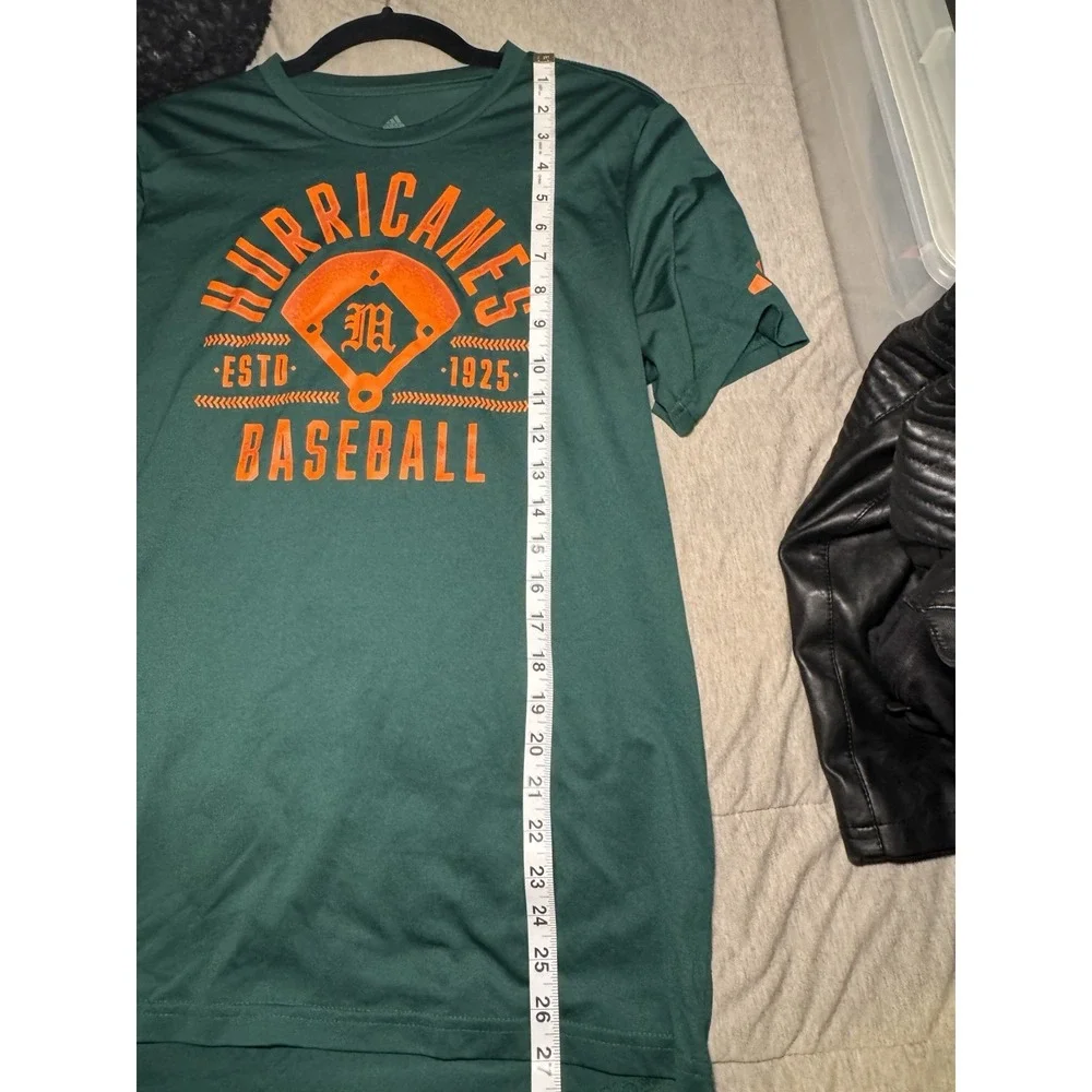 Adidas Miami Hurricanes Baseball Shirt Mens M Green Orange Graphic Tee NCAA